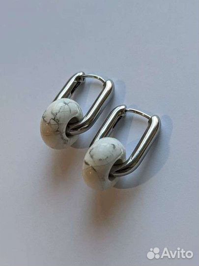 Серьги бублики с подвесками, швензы, кольца