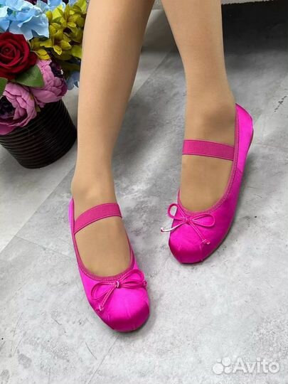 Балетки пуанты с бантом мери джейн