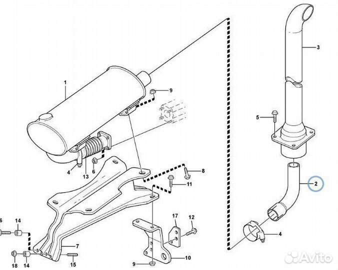 Глушитель, труба глушителя 11881139 Volvo BL 61/71