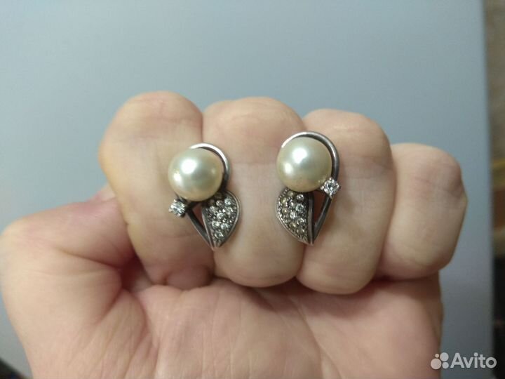 Серьги серебро с жемчугом