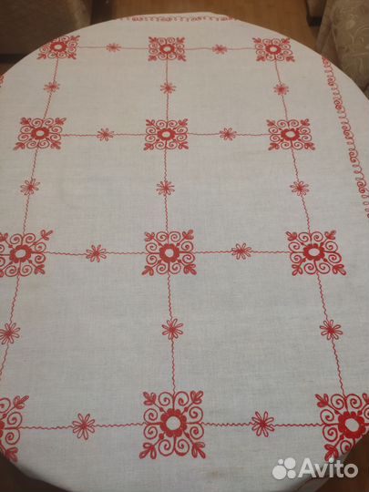 Скатерть льняная с вышивкой СССР