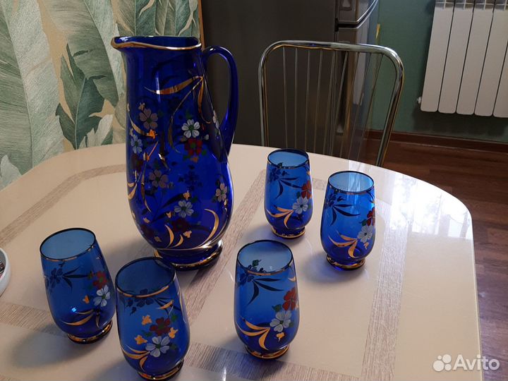 Кувшин из богемского стекла Чехословакия