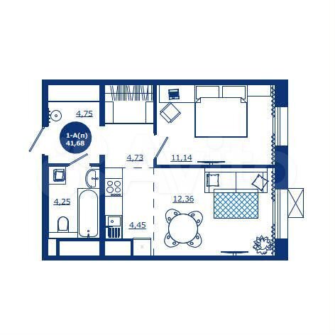1-к. квартира, 41,7 м², 9/17 эт.