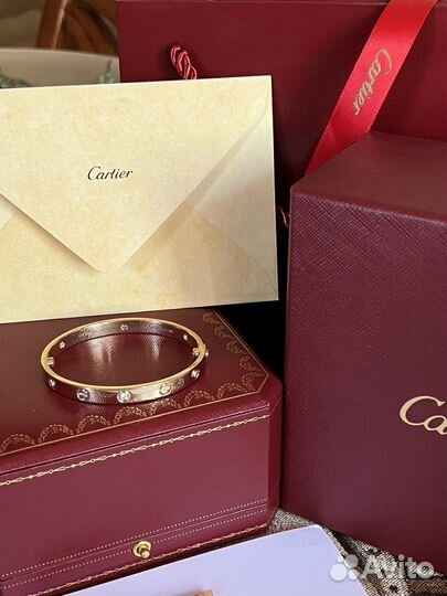 Золотой браслет Cartier bvlgari с бриллиантами