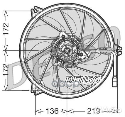 DER21010 Вентилятор радиатора peugeot 206 с кон
