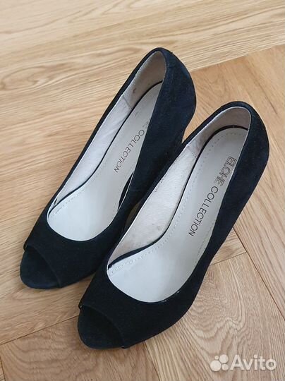 Туфли чёрные на танкетке 37