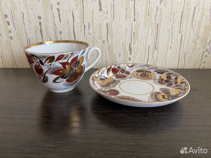 Чайная пара. лфз. Цветы. Золото. Редкая
