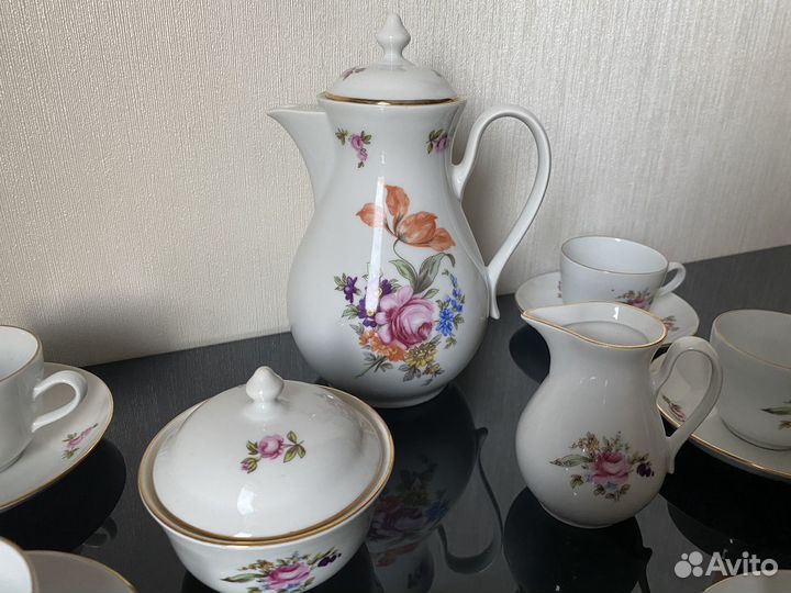 Сервиз кофейный Мейсенский букет, Богемия, чсср