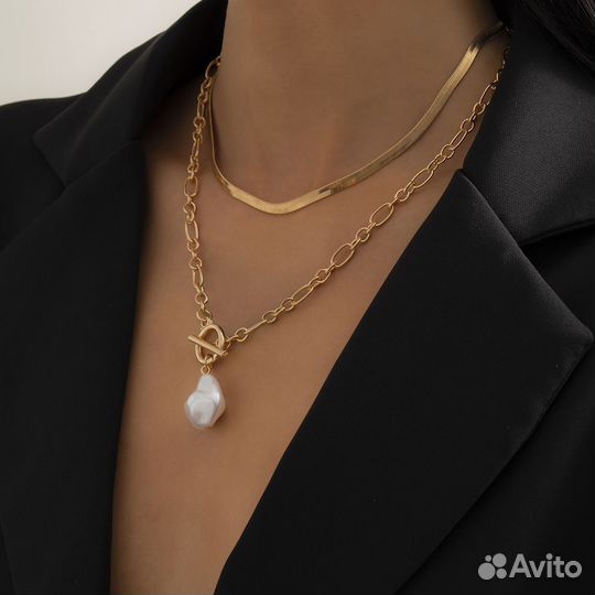 Многослойное колье С барочным жемчугом