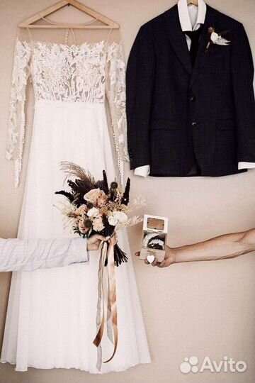 Свадебное платье в стиле бохо с рукавами
