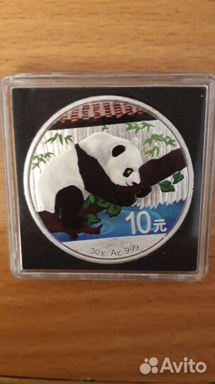 10 юаней 2016 г. Панда. Серебро. Пруф