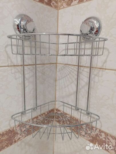 Угловая полка для ванной на присосках