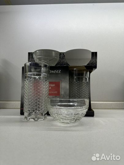 Набор посуды стакан 6 шт + креманки 2 шт Новый