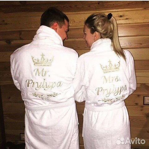 Парные махровые халаты с вышивкой