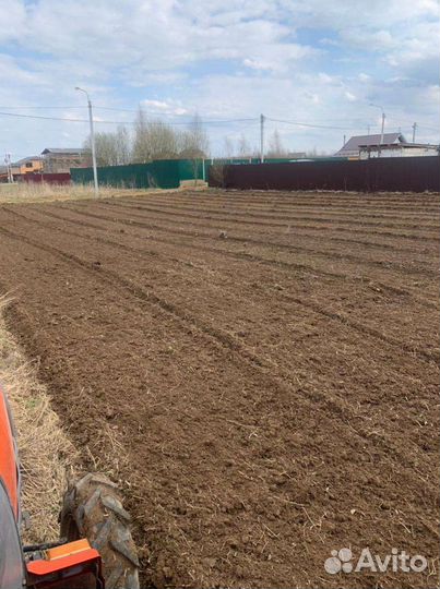 Вспашка земли минитрактором, покос травы