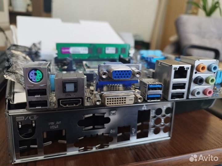 Комплект мать+проц+оперативка+видео