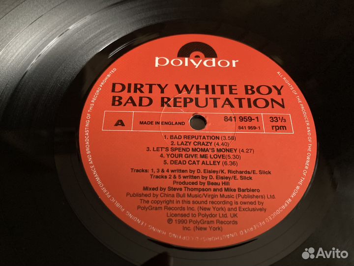 Dirty White Boy 1990,Bad Reputation’ LP Polydor