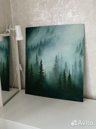 Картина маслом лесной пейзаж 60х50 см