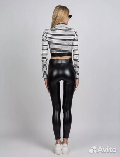 Кожаные лосины утепленные