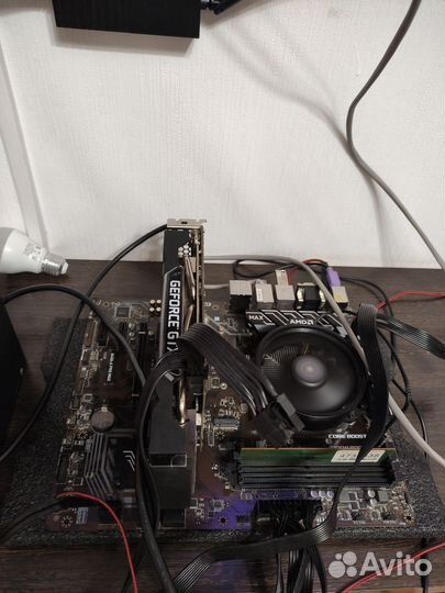 Комплект мать, проц, оперативка,видюха