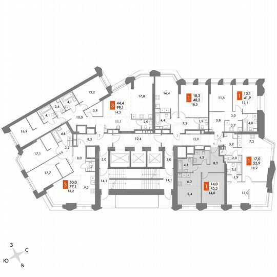 1-к. квартира, 45,3 м², 37/47 эт.