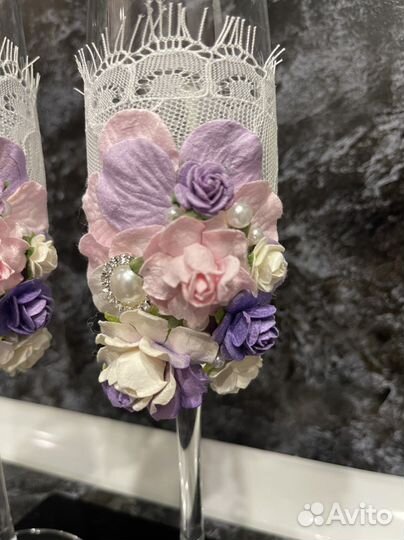 Свадебные бокалы ручной работы