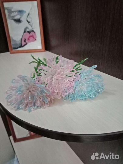 Вышивка крестом на заказ, цветы из бисера