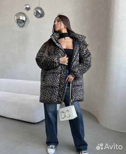 Пуховик женский леопардовый