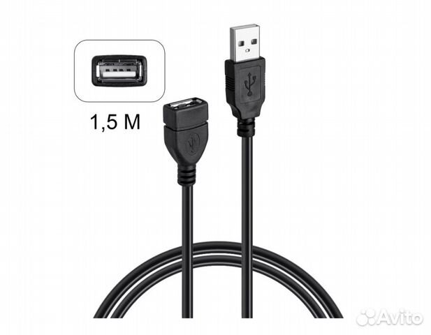 Кабель удлиннитель USB 2.0 (M) to USB 2.0 (F), 1.5