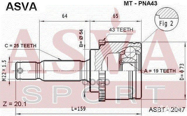 ШРУС наружный 19x54x25 Asva MT-PNA43 MT-PNA43 asva