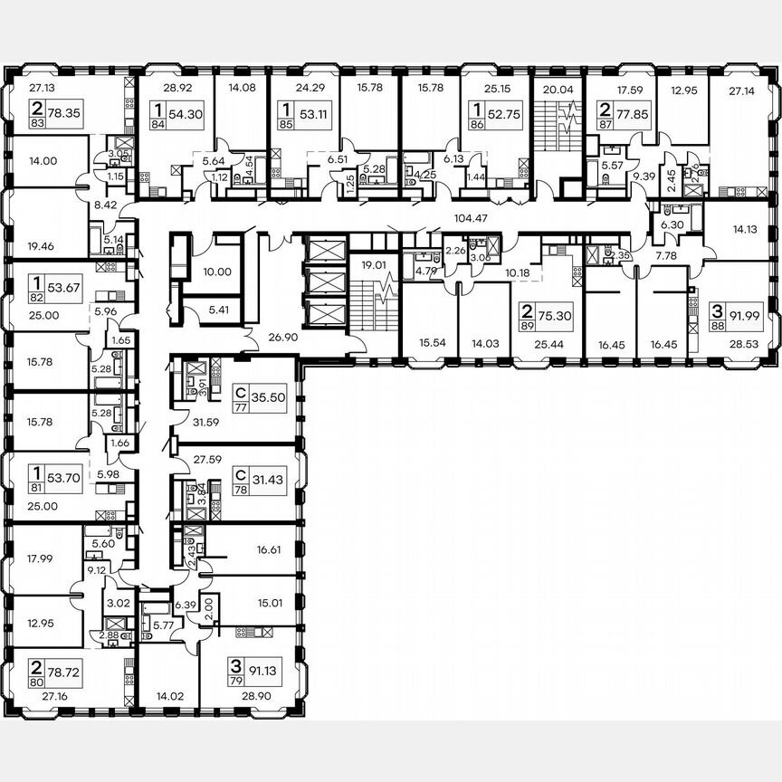 1-к. апартаменты, 52,9 м², 8/21 эт.