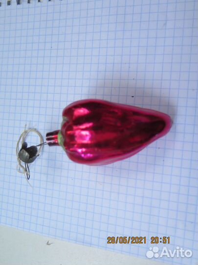 Елочная игрушка Перец Перчик Стекло СССР