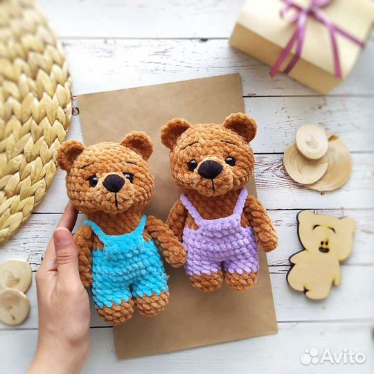 Игрушка вязаный плюшевый Мишка