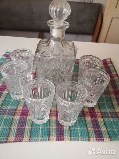 Графин и 8 стаканов. Хрусталь
