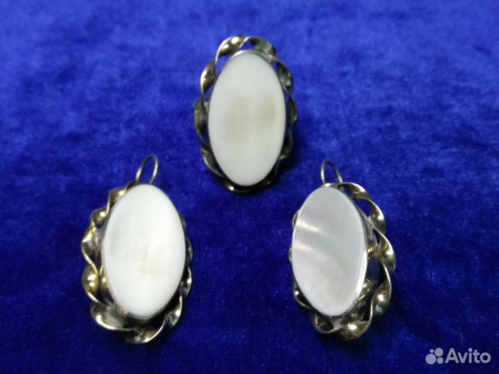 Украшения комплекты перламутр лазурит серебро