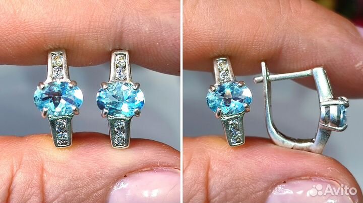 Комплект с топазами sky blue 3,3ct, 17,5 р-р s925