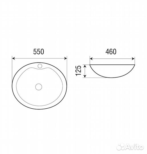 Новая раковина чаша накладная, 55 см