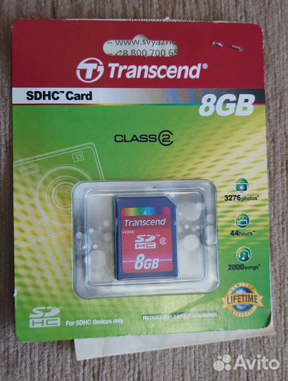 Карта памяти Transcend sdhc 8Gb Class 2