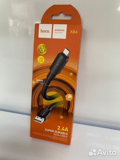 Кабель microUSB Hoco X84 (2.4A, 1m) black