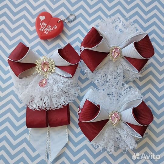 Набор для школы банты+ галстук-брошь