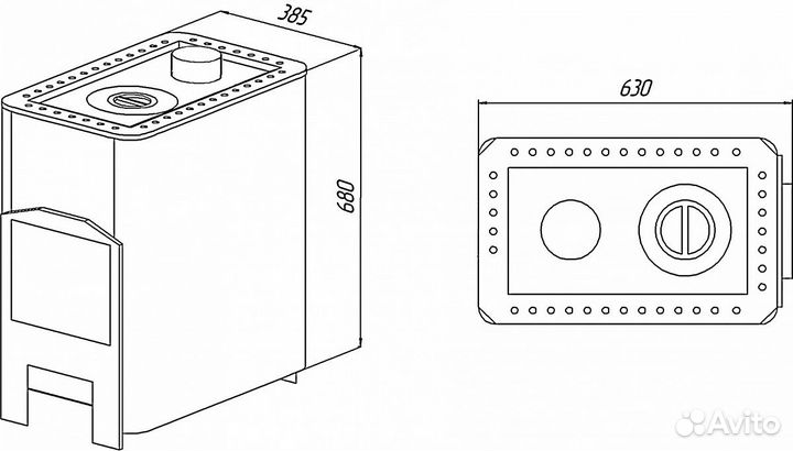 Печь Уют 1-конфорочная с верхним дымоходом