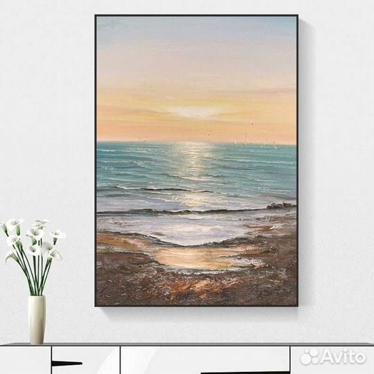 Большая картина Закат в море Картина на холсте