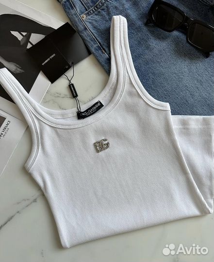 Белая майка Dolce gabbana premium