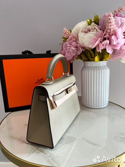 Сумка Hermes Kelly 22 см беж/хаки