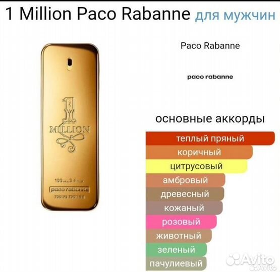 Мужская туалетная Paco Rabanne 1 million 100 мл