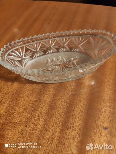 Хрустальная вазочка ладья