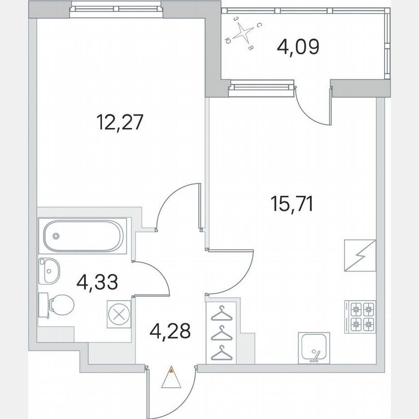 1-к. квартира, 38,6 м², 2/5 эт.