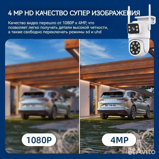 Камера наблюдения двойной объектив 4к