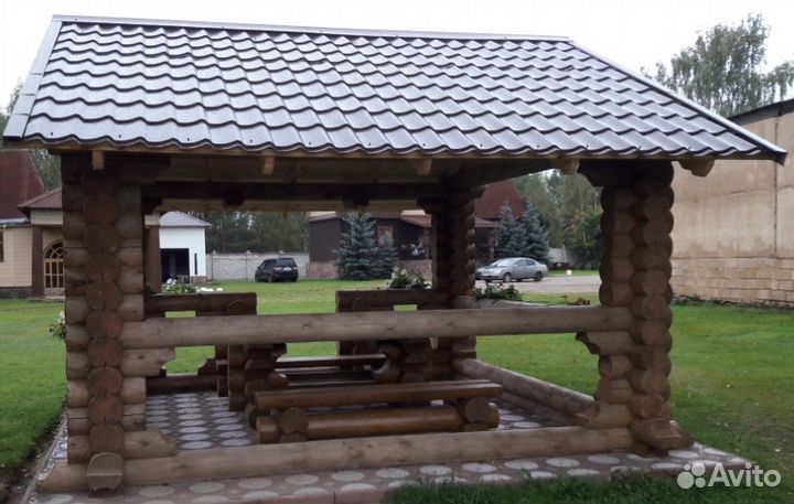 Беседка 4х4м из бревна