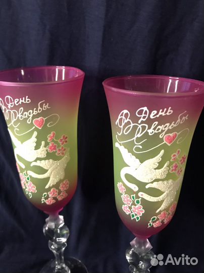 Свадебные бокалы ручной работы